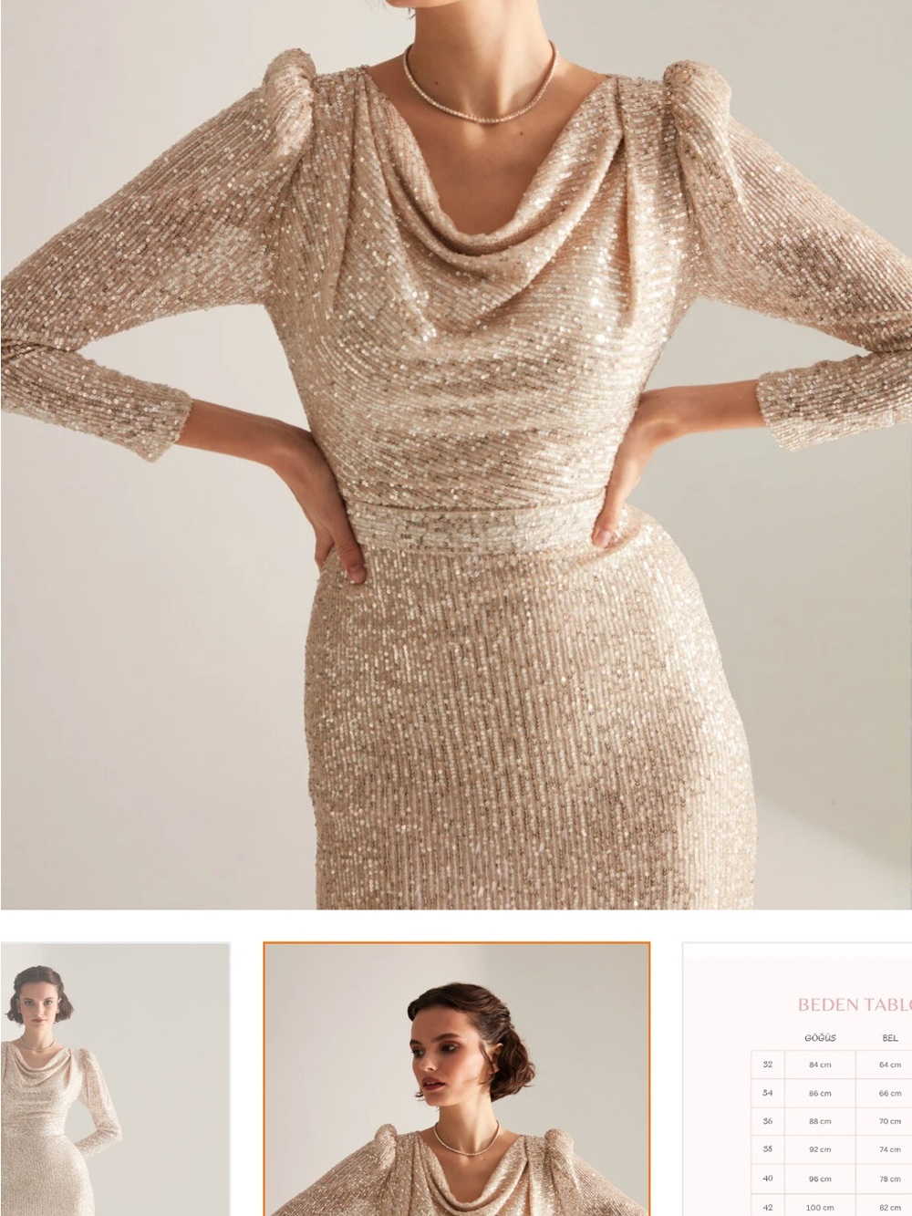 Sequin Midi Pencil Skirt in Champagne